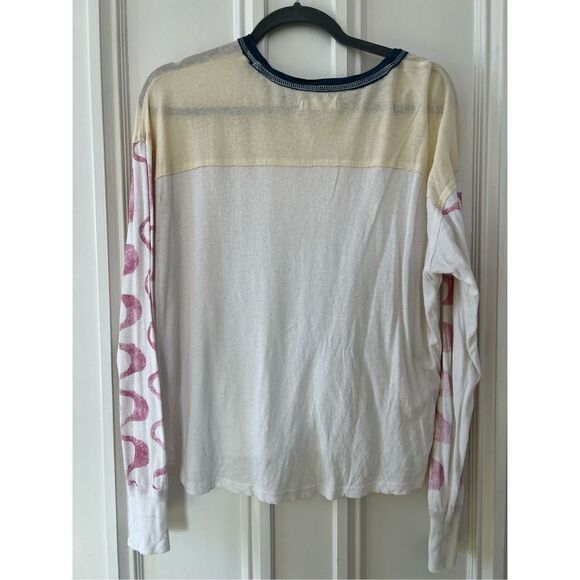 Free People We the free Gerri long sleeve white cream and pink patterned basebal - Picture 7 of 7